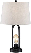Load image into Gallery viewer, Marcel Modern Industrial Table Lamps Set of 2 with Nightlight LED USB Port Black Linen Shade for Living Room Bedroom - 360 Lighting
