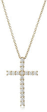 Load image into Gallery viewer, Amazon Collection Yellow-Gold Plated Sterling Silver Cross Pendant Necklace set with Infinite Elements Cubic Zirconia (2 cttw), 18"
