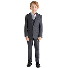 Load image into Gallery viewer, Marvelous Kids Boys Formal Suit Set 5 Pieces Fashion Slim Fit Grey Suits
