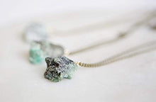 Load image into Gallery viewer, Raw Green Emerald Chunk Freeform Pendant Brass Necklace
