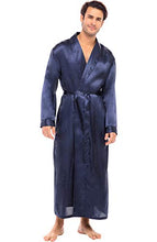 Load image into Gallery viewer, Alexander Del Rossa Men's Lightweight Satin Robe, Long Kimono, XL Midnight Blue (A0720MBLXL)
