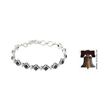 Load image into Gallery viewer, NOVICA .925 Sterling Silver and Dyed Lapis Lazuli Tennis Bracelet, 7.75", Deep Blue Diamonds'
