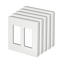 Load image into Gallery viewer, [5 Pack] BESTTEN 2-Gang Screwless Wall Plate, USWP4 White Series, Decorator Outlet Cover, H4.69” x W4.73”, for Light Switch, Dimmer, USB, GFCI, Receptacle
