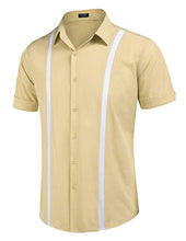 Load image into Gallery viewer, COOFANDY Men's Cuban Shirts Short Sleeve Western Shirt(Light Khaki,XX-Large)
