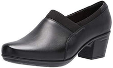 Load image into Gallery viewer, Clarks Women's Emslie Summit Loafer, Black Leather/Textile Combi, 9.5
