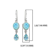 Load image into Gallery viewer, YoTreasure Larimar &amp; Blue Topaz 925 Sterling Silver Teardrop Dangle Earrings Birthstone Jewelry
