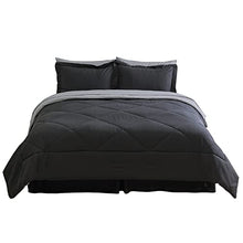 Load image into Gallery viewer, Bedsure Black Twin Comforter Set for Kids - 6 Pieces Reversible Black Bed Set Twin, Black Bed Set with Comforters, Sheets, Pillowcases &amp; Shams - Bedspread &amp; Coverlet Sets
