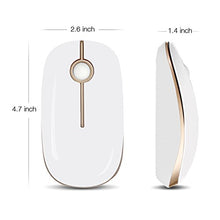Load image into Gallery viewer, Jelly Comb 2.4G Slim Wireless Mouse with Nano Receiver Less Noise, Portable Mobile Optical Mice for Notebook, PC, Laptop, Computer, MacBook - White and Gold
