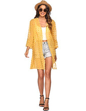 Load image into Gallery viewer, ELESOL Women's 3/4 Sleeve Kimono Cardigans Coverup Cute Swimsuit Cover Ups Yellow
