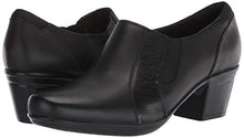 Load image into Gallery viewer, Clarks Women's Emslie Chelsea Loafer, Black Leather/Synthetic Lizard, 8.5M
