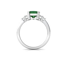 Load image into Gallery viewer, 14kt Rose Gold Lab Emerald and Diamond 6mm Square Art Deco Ring - Size 8
