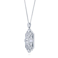 Load image into Gallery viewer, BERRICLE Rhodium Plated Sterling Silver Cubic Zirconia CZ Art Deco Milgrain Wedding Pendant Necklace
