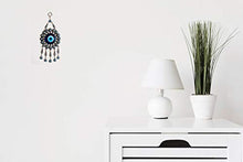 Load image into Gallery viewer, Erbulus Turkish Glass Blue Evil Eye Wall Hanging Ornament with Flower Design - Metal Home Decor - Turkish Nazar Bead Amulet - Protection and Good Luck Charm Gift in a Box
