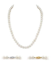 Load image into Gallery viewer, THE PEARL SOURCE 14K Gold 7.0-7.5mm AAA Quality Round White Freshwater Cultured Pearl Necklace for Women in 18" Princess Length
