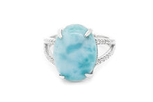 Load image into Gallery viewer, Larimar Gemstones with 925 Sterling Silver Ring Jewelry for Women
