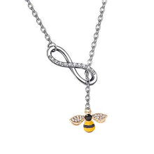 Load image into Gallery viewer, Crystal Bumblebee Pendant Necklace Infinity Love Charm Flying Honeybee Insect Jewelry Gifts (silver)
