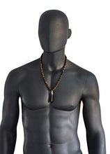 Load image into Gallery viewer, Point Pendant Long Beaded Necklace for Men Brown Tigers Eye and Labradorite Natural Stone Healing Crystal Jewelry 26 inches long
