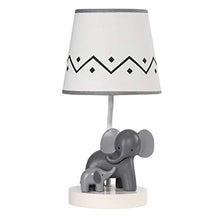 Load image into Gallery viewer, Lambs &amp; Ivy Me &amp; Mama White/Gray Elephant Nursery Lamp with Shade &amp; Bulb
