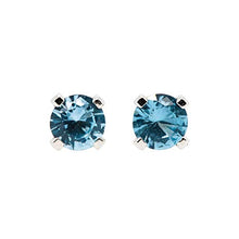 Load image into Gallery viewer, 6mm Blue Zircon Stud Earrings in Sterling Silver - December Birthstone

