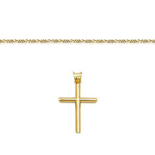 Load image into Gallery viewer, 14K Gold Box Chain Style Cross Pendant Necklace Solid Plated Clasp for Men,Women,Teens Thin for Charms Miami Cuban Link Diamond Cut 24" (18.0)
