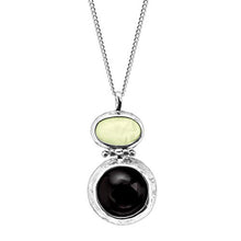 Load image into Gallery viewer, Silpada 'on the Double' Natural Prehnite &amp; Obsidian Pendant Necklace in Sterling Silver
