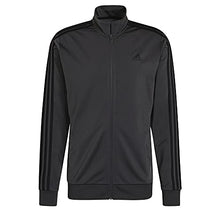 Load image into Gallery viewer, adidas Men's Essentials Warm-Up 3-Stripes Track Top, Dark Grey Heather/Black, Medium
