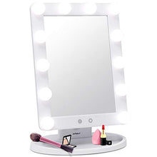 Load image into Gallery viewer, Makeup Vanity Mirror with Light Bulbs - 3 Color Lighting Modes Hollywood Style Tabletops Lighted Cosmetic Mirror with 12 Dimmable LED Bulbs and Touch Control Design
