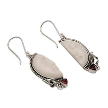 Load image into Gallery viewer, NOVICA Garnet .925 Sterling Silver Dangle Earrings, 'Half of My Soul'
