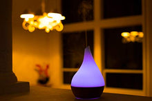 Load image into Gallery viewer, XBrand Bamboo/Glass Aromatherapy Essential Oil Diffuser &amp; Color Changing Mist Humidifier, 10 Inch Tall, Brown &amp; White
