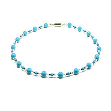 Load image into Gallery viewer, Accents Kingdom Women's Magnetic Hematite Fashion Necklace with Simulated Turquoise Round Bead, 18"
