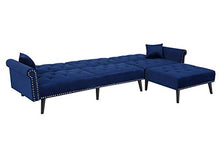 Load image into Gallery viewer, elvet Fabric Sectional Sofa Set Corner Couch with Chaise Lounge Living Room Furniture (Navy Blue)
