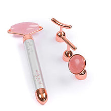 Load image into Gallery viewer, PHILIPP MURILLO 4 in 1 vibrating rose quartz roller-face roller set,jade roller for face,face massager,under eye roller,skin roller/facial roller/beauty roller T and V 24k beauty bar
