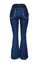 Load image into Gallery viewer, Aodrusa Women Patch Flare Jeans Bell Bottom Raw Hem Girls Y2k Denim Pants Black US 0
