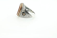 Load image into Gallery viewer, KAR 925K Stamped Sterling Silver Agate (Aqeeq) Ottoman Men's Ring K51C (8)
