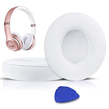 Load image into Gallery viewer, SoloWIT Earpads Cushions Replacement for Beats Solo 2 &amp; Solo 3 Wireless On-Ear Headphones, Ear Pads with Soft Protein Leather, Added Thickness - White
