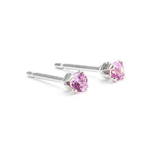 Load image into Gallery viewer, 6mm Light Pink Tourmaline Gemstone Stud Earrings in Sterling Silver - October Birthstone
