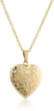 Load image into Gallery viewer, 14k Yellow Gold-Filled Engraved Flowers Heart Locket, 18"
