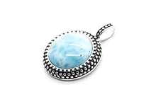 Load image into Gallery viewer, AZIEL Sterling Silver Natural Larimar Round Pendant Necklace,18"
