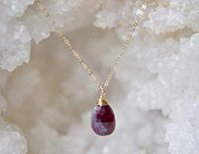Load image into Gallery viewer, Ruby Zoisite Teardrop Gemstone Gold Filled Necklace - 18" Length
