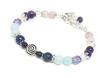 Load image into Gallery viewer, Swirl Fertility and Pregnancy Bracelet Featuring Natural Gemstones Rose Quartz, Amethyst, Chrysocolla, Black Onyx, Moonstone, Amazonite
