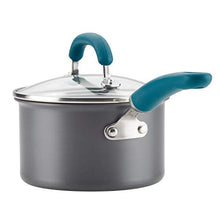 Load image into Gallery viewer, Rachael Ray Create Delicious Hard Anodized Nonstick Cookware Pots and Pans Set, 11 Piece, Gray with Teal Handles
