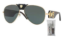 Load image into Gallery viewer, Versace VE2150Q 100271 62M Gold/Grey Green Pilot Sunglasses For Men For Women+FREE Complimentary Eyewear Care Kit
