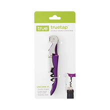 Load image into Gallery viewer, True TrueTap Metallic Purple Double Hinged Waiter’s Corkscrew, Stainless Steel Wine Key with Foil Cutter 4.75x0.5x1
