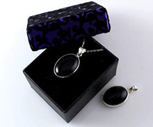 Load image into Gallery viewer, Sterling Silver 925 Black Onyx Oval Pendant Necklace 16+2 inches Chain - Elegant Gift Box
