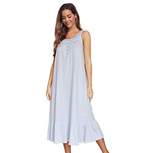 Load image into Gallery viewer, MZROCR Cotton Nightgowns for women Soft Sleeveless Night gown Long Nightdress for Ladies Button Down Pajama Dress Sleepwear Four seasons Light Blue
