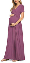 Load image into Gallery viewer, Xpenyo Women's Maternity Dresses Summer Casual Short Sleeve V Neck Wrap Long Maxi Dress Pregnancy Clothes for Baby Shower, Photoshoot, Party, Daily, Nursing, Mauve 2XL

