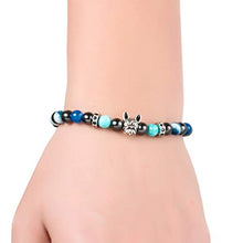 Load image into Gallery viewer, Karseer Beaded Bracelets for Women, Real Natural Stones Energy Balance Anxiety Relief Healing Bracelet Magnetic Hematite Blue Lace Agate Beads Elastic Bracelet Prayer Meditation Memorial Jewelry Gift
