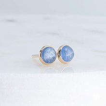 Load image into Gallery viewer, Blue Kyanite Stone 4mm with 14K Gold Filled Stud Earrings
