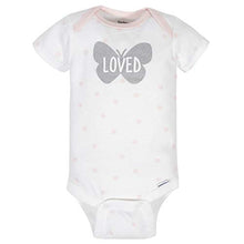 Load image into Gallery viewer, GERBER Baby Girls 4-Pack Short Sleeve Onesies Bodysuits, Pink Butterfly, 0-3 Months
