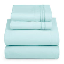 Load image into Gallery viewer, Clara Clark Bed Sheets, Premier 1800 Series 4 Piece Bed Sheet Set, Deep Pocket, Wrinkle, Fade, Stain Resistant, Luxury Soft Bedding Sheets &amp; Pillowcases, Queen, Light Blue Aqua
